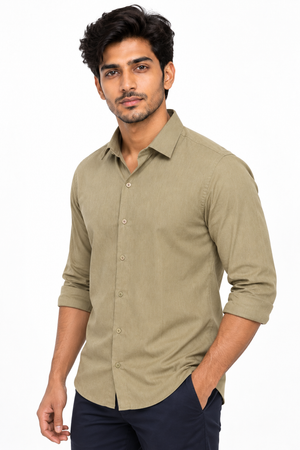 Green Linen Blended Shirt