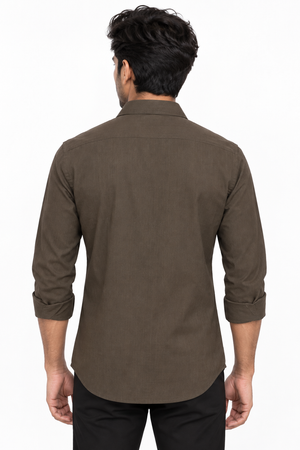 Dark Brown Linen Blended Shirt