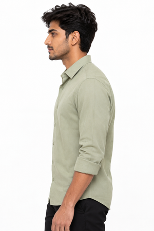 Light Green Linen Blended Shirt