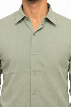 Light Green Linen Blended Shirt