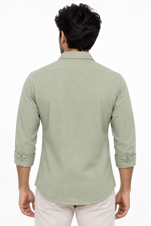 Light Green Linen Blended Shirt