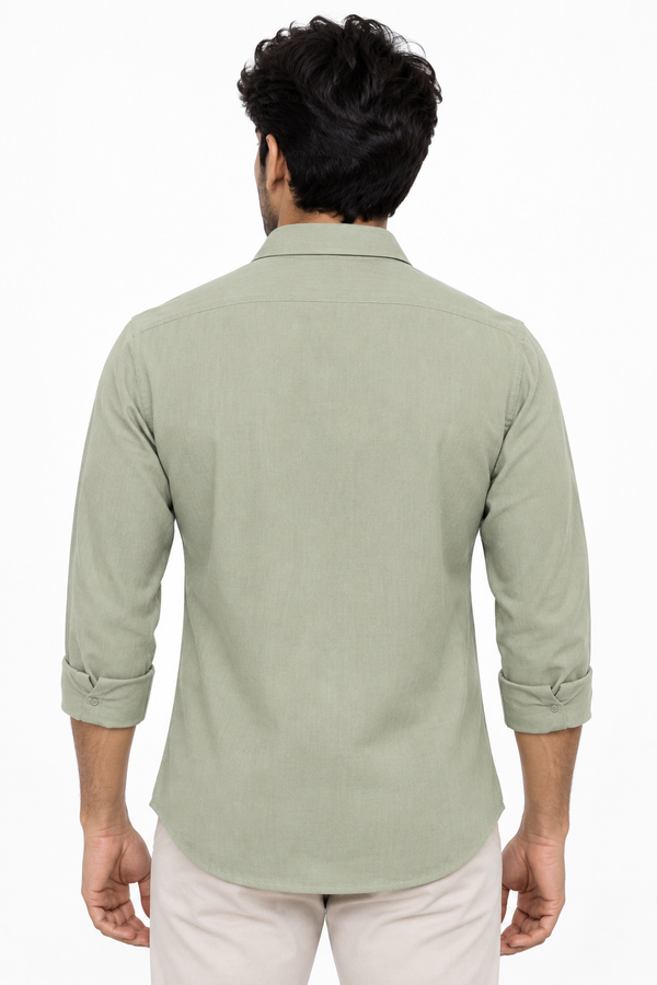 Light Green Linen Blended Shirt