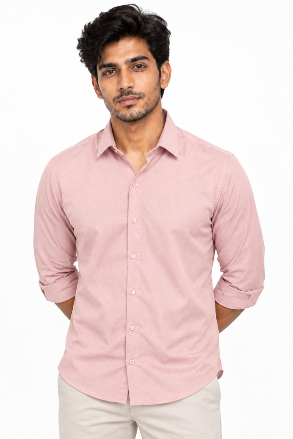 Peach Linen Blended Shirt