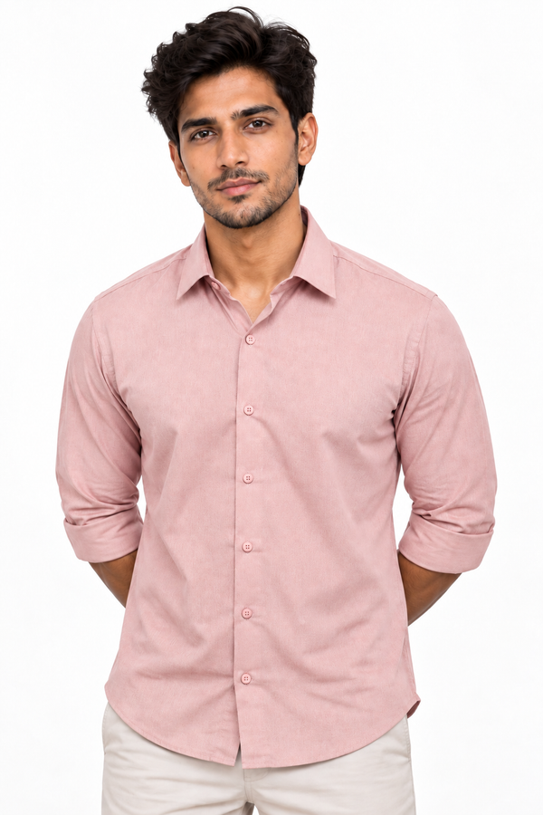 Peach Linen Blended Shirt