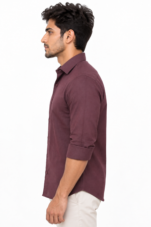 Maroon Linen Blended Shirt