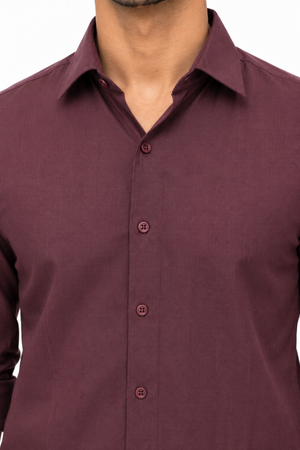 Maroon Linen Blended Shirt