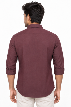 Maroon Linen Blended Shirt