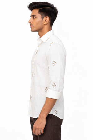 White Linen Embroidery Shirt