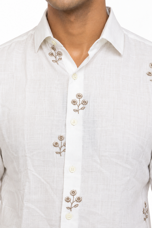 White Linen Embroidery Shirt
