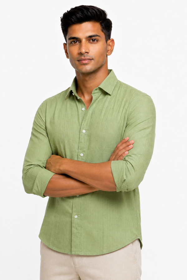 Pastel Green Linen  Shirt
