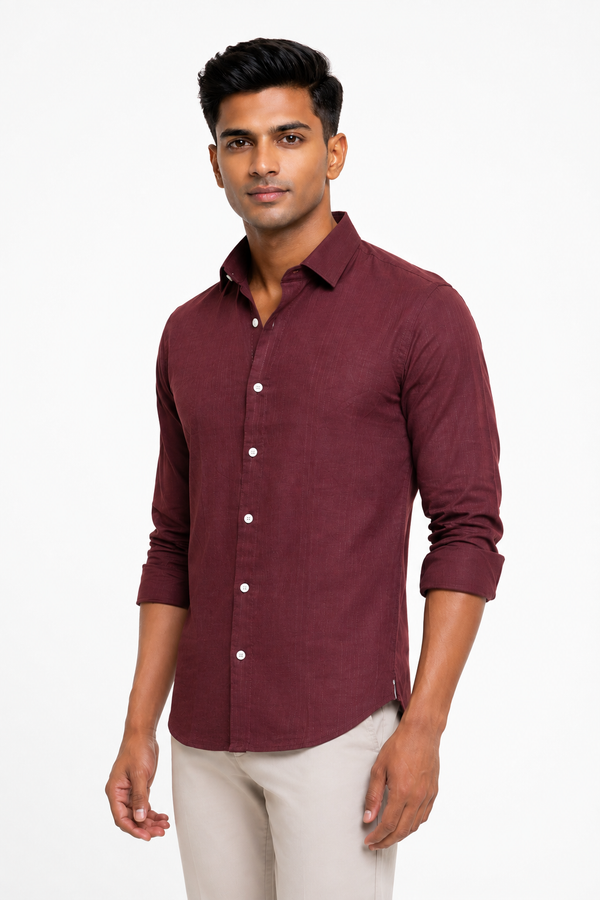 Maroon Linen Shirt