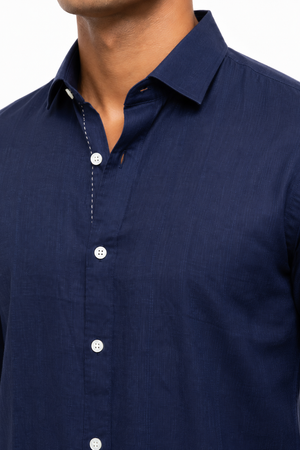 Navy Blue Linen Shirt