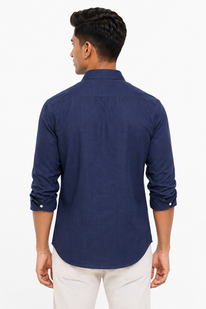 Navy Blue Linen Shirt