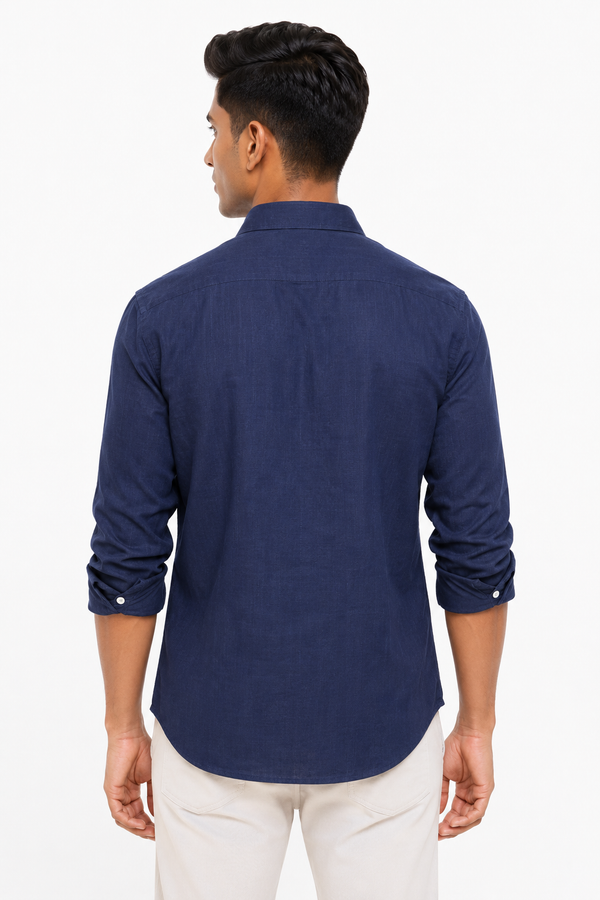 Navy Blue Linen Shirt