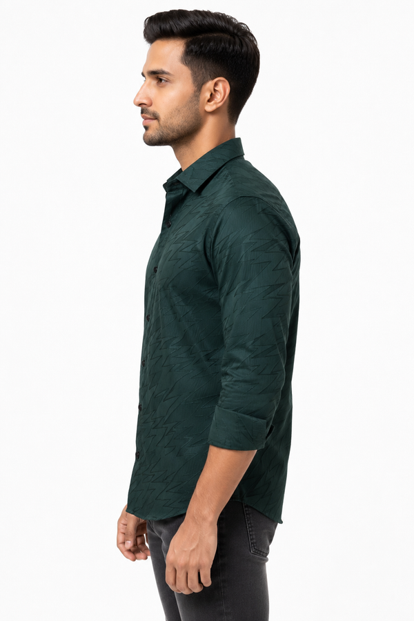 Green Textured Designer Shirt