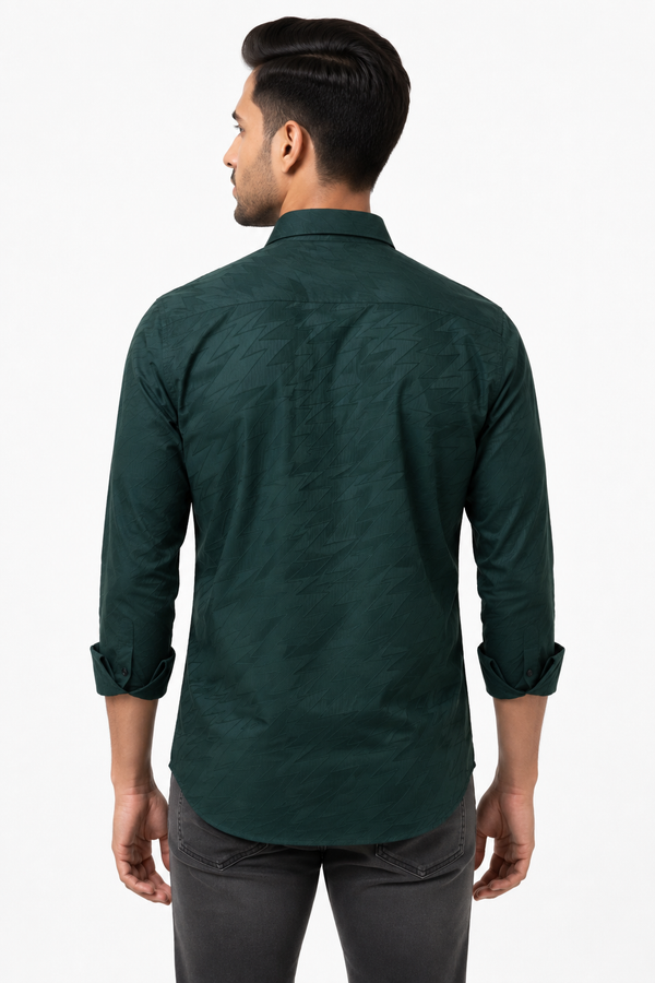 Green Textured Designer Shirt