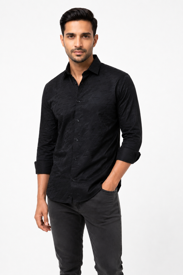Black Textured Designer Shirt