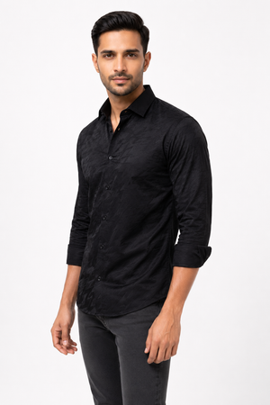 Black Textured Designer Shirt