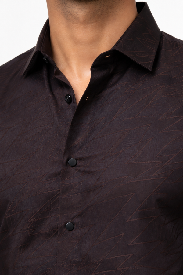 Dark Brown Textured Designer Shirt