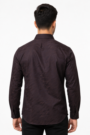 Dark Brown Textured Designer Shirt
