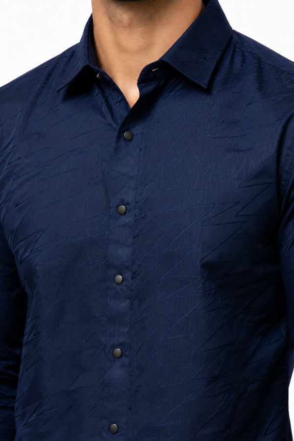 Blue Textured Designer Shirt