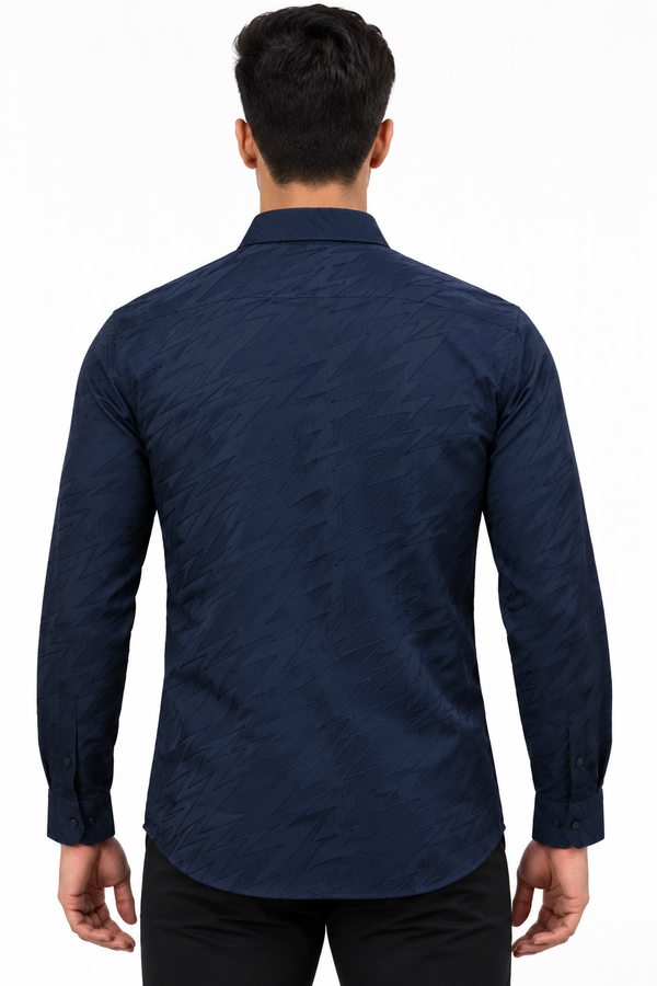 Blue Textured Designer Shirt