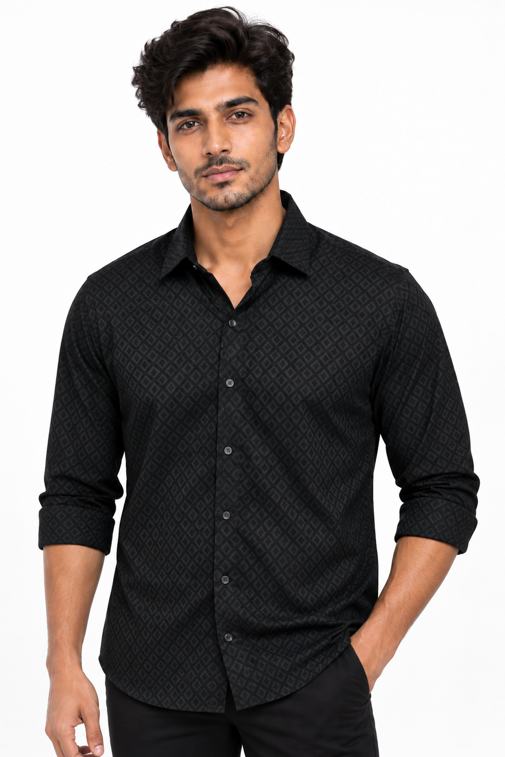 Black Textured Shirt