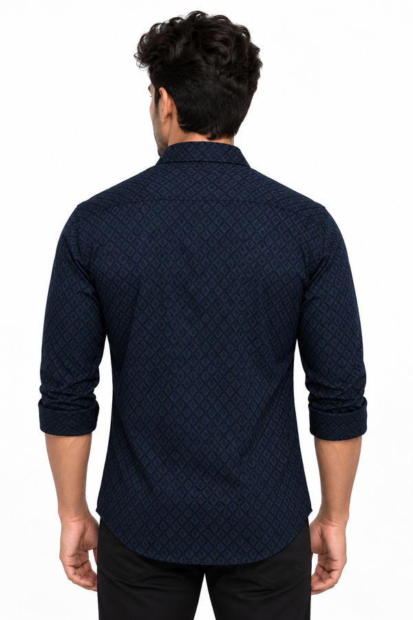 Navy Blue Textured Shirt