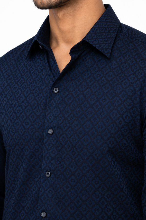 Navy Blue Textured Shirt