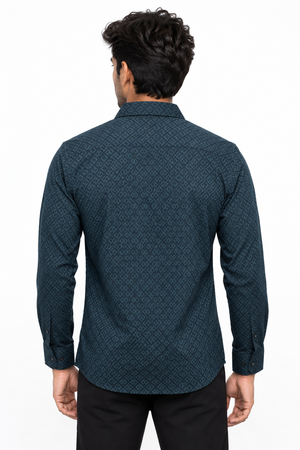 Teal Blue Textured Shirt