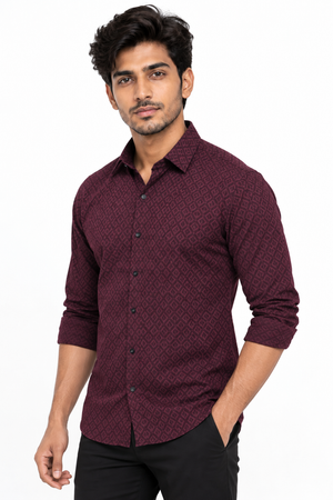 Maroon Textured Shirt