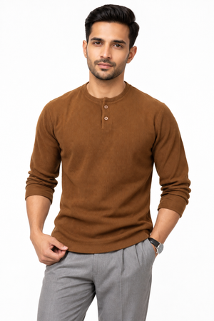 Brown Henley T-shirt