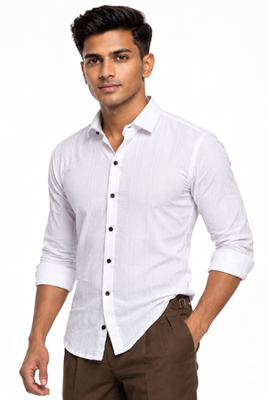 White Textured Designer Shirt