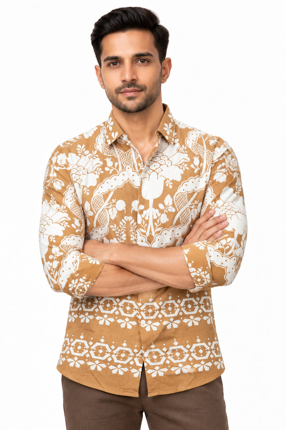 Mustard Floral Printed Shirt