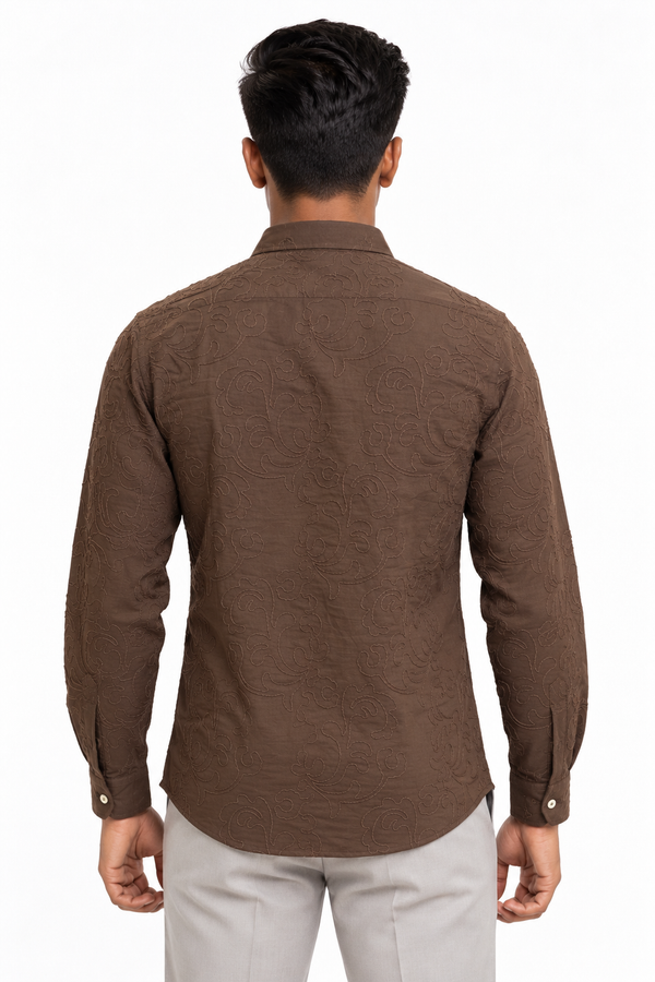 Brown Embroidery Shirt