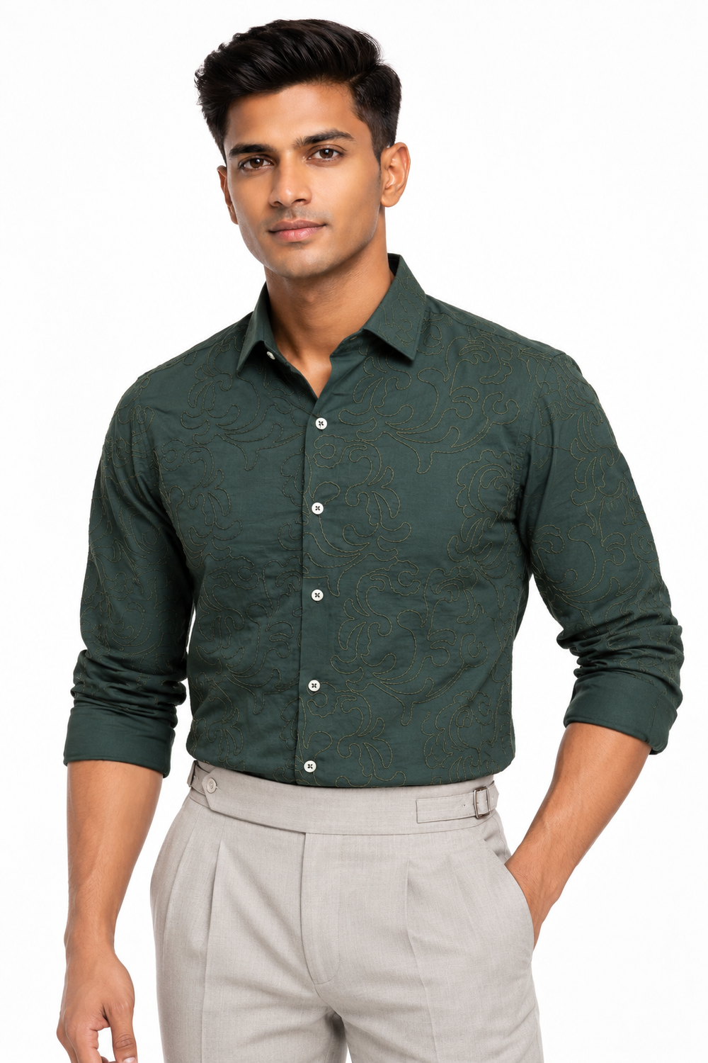 Green Embroidery Shirt