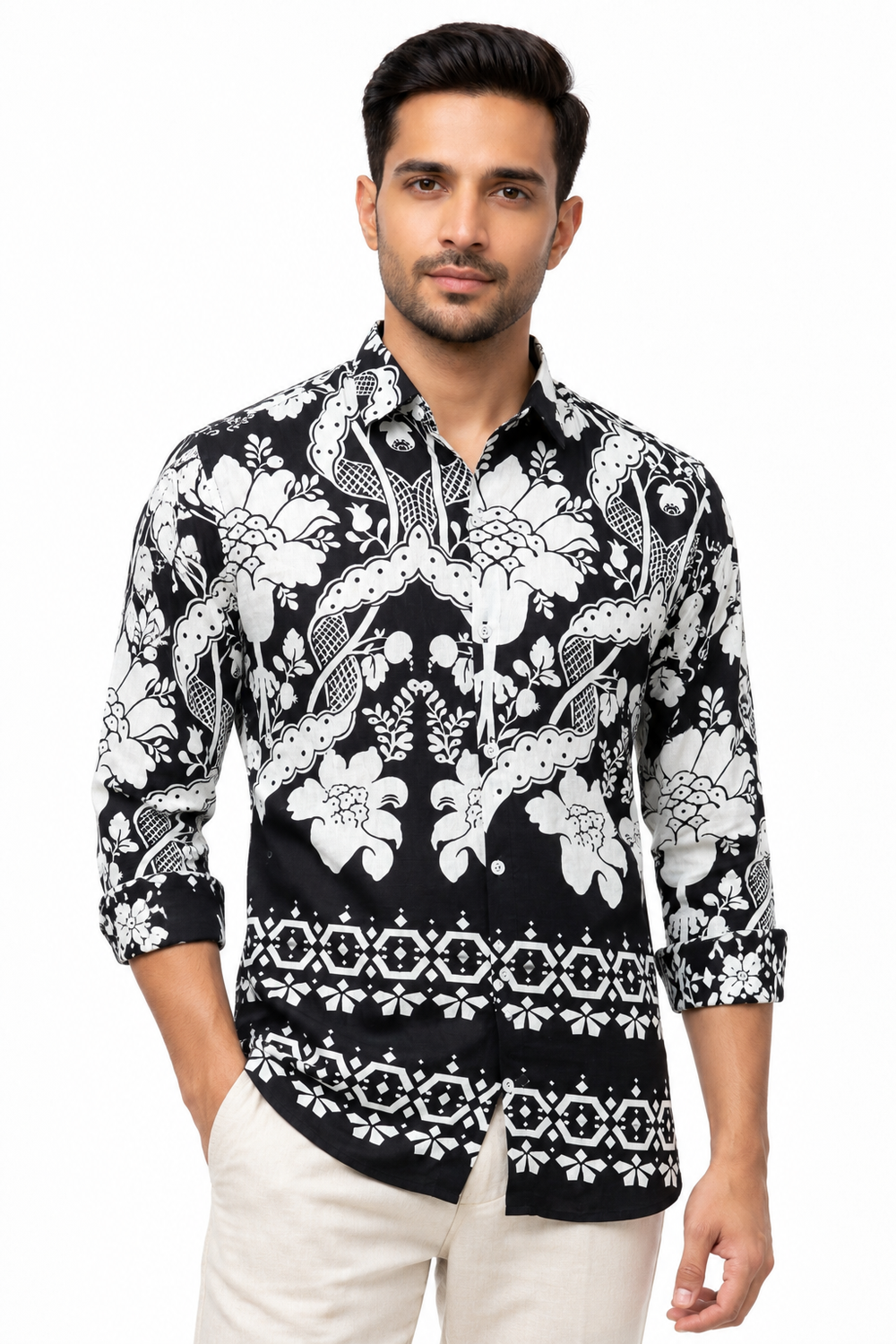 Black Floral Printed Shirt