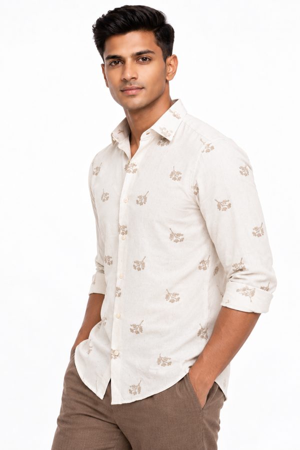Beige Embroidery Shirt