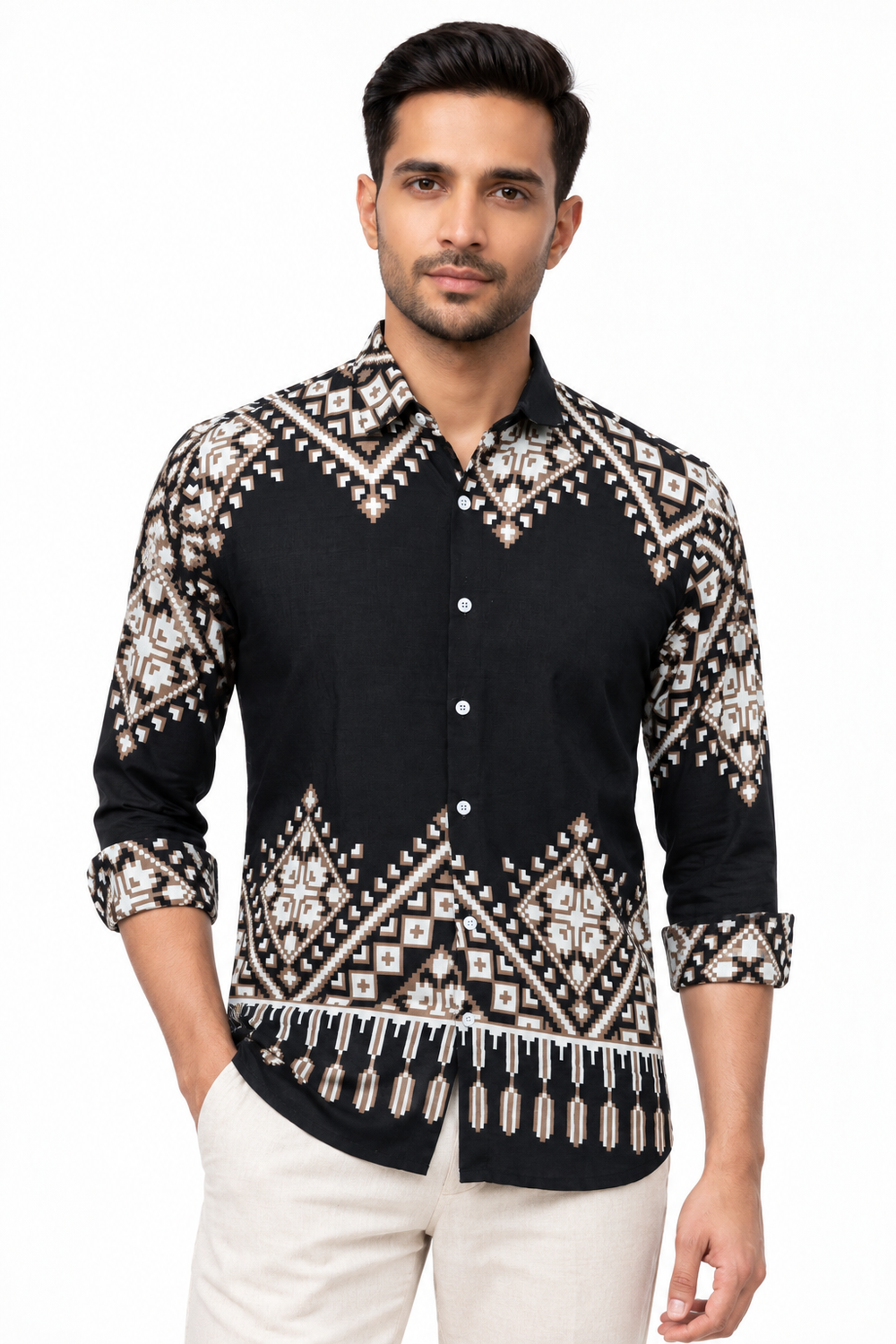 Black Geometric Printed Shirt