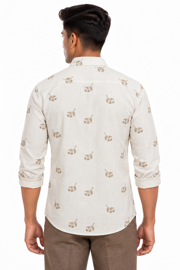 Beige Embroidery Shirt