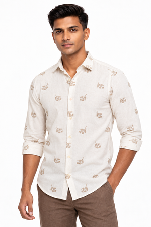 Beige Embroidery Shirt