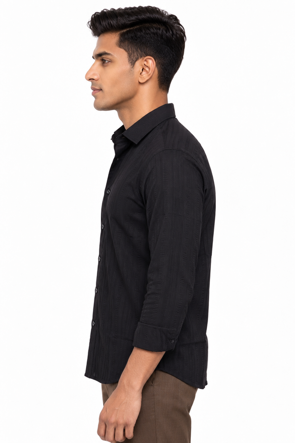 Black Textured Designer Shirt