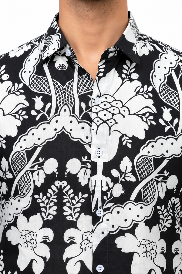 Black Floral Printed Shirt