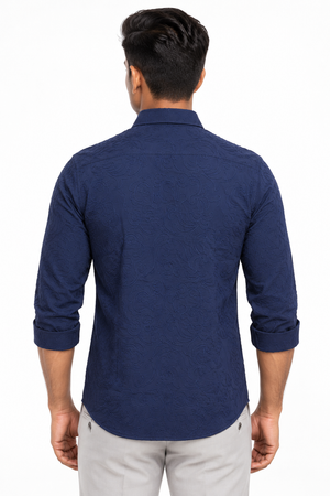 Navy Blue Embroidery Shirt