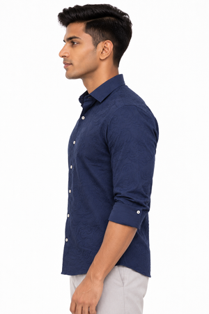 Navy Blue Embroidery Shirt
