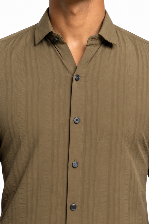 Green Textured Designer Shirt