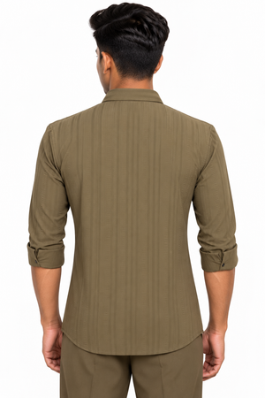 Green Textured Designer Shirt