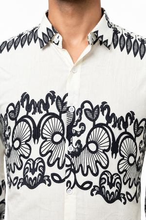 White Border Printed Shirt