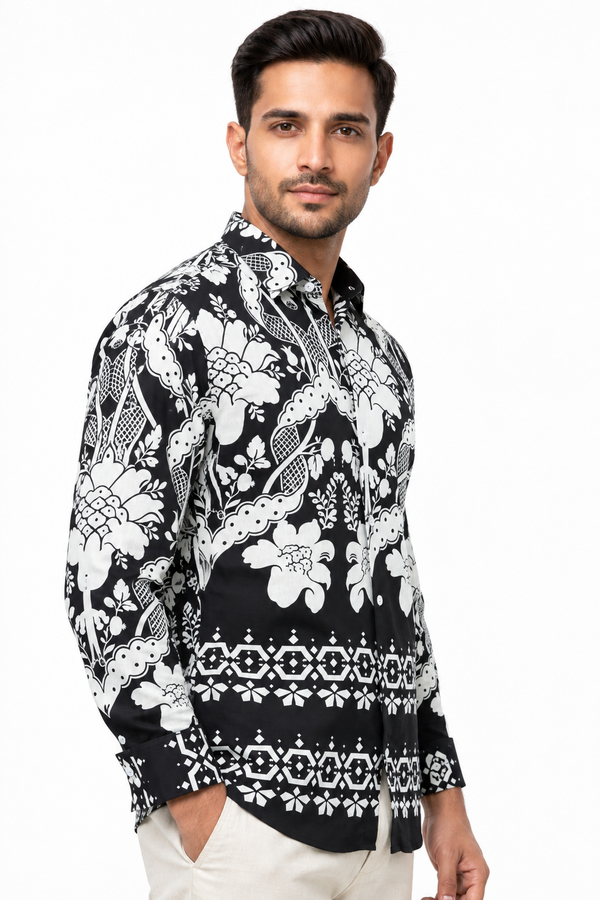 Black Floral Printed Shirt