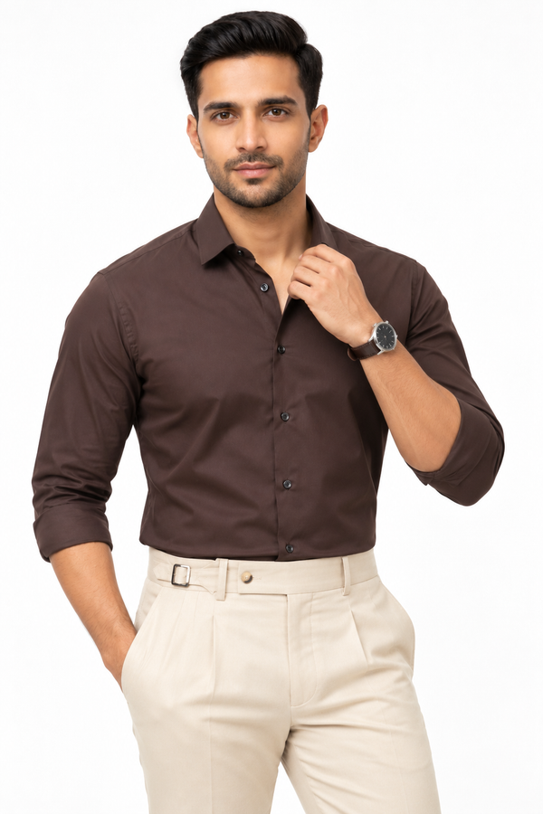 Dark Brown Plain Shirt